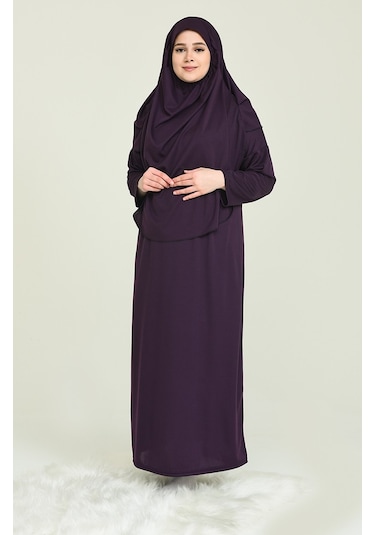 Çantalı Namaz Elbisesi Mürdüm