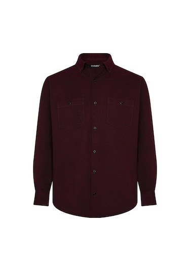 Lugon Klasik Kışlık Pamuk Kaşmir Görünümlü Erkek Gömlek - Bordo