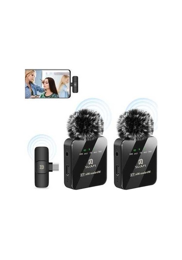 Ebitda Type-c Telefon Ve Alıcı İçin Kablosuz Yaka Mikrofonu, Siyah Type-c 2 Tx + 1 Rx Siyah