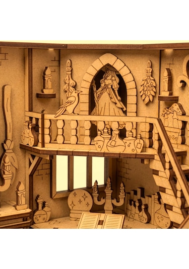 Peri Evi Ahşap Maket Seti Dıy Miniatür Büyülü Peri Evi Peri Led Hediye 3d Puzzle