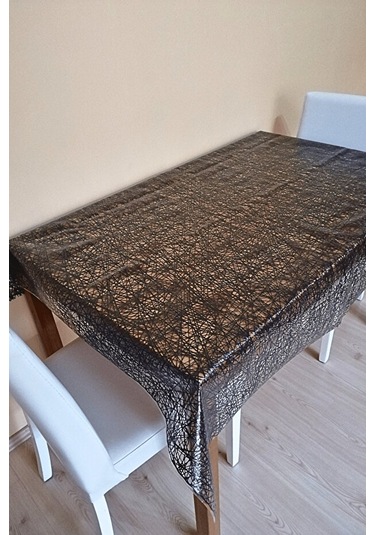 Dantel Görünümlü Üstü Şeffaf Kaplı Muşamba Masa Örtüsü -siyah Renk-farklı Ölçülerde-hlksyh Siyah