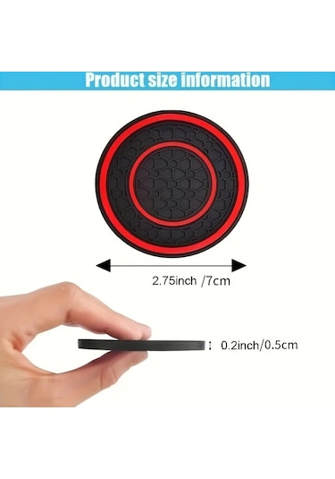 Zhanglei001 2 Adet Pvc Çift Halka Araç Bardaklığı Tabanı - Kırmızı, Kaymaz, Toz Geçirmez, Evrensel Kırmızı