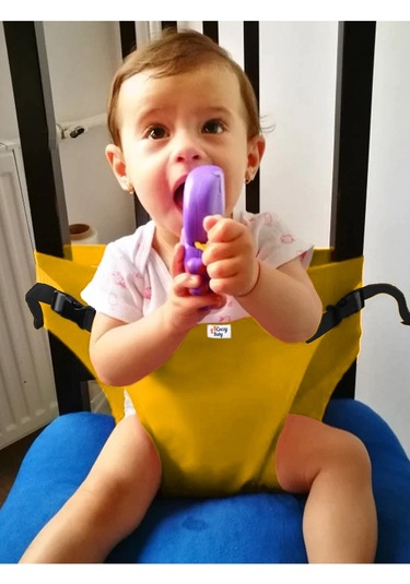 Kumaş Mama Sandalyesi Mama Sandalyesi Emniyet Kemeri Sarı