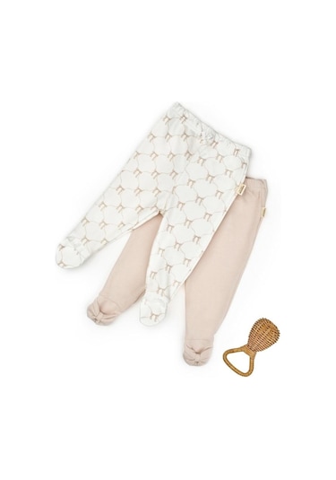 Bebek 2li Uzun Kollu Zıbın Body %100 Organik Pamuk , Bebek - Yenidoğan- Csy8141 Ekru