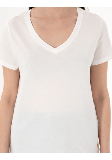 Pierre Cardin Kadın Beyaz Tişört Basic 50305749-vr013 Beyaz