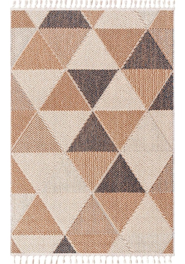 Cool Halı Bress 1405 Sarı Hav Toz Vermez Hasır Dokulu Salon Mutfak Antre Bukle Örgü Modern Desen Halı