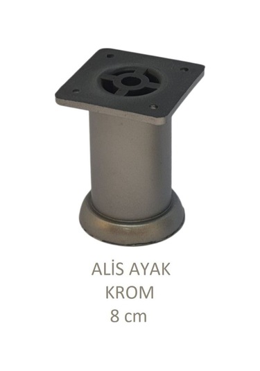 Alis Ayak, Baza Koltuk Dolap Ayağı, Plastik, Krom, 8 Cm, Vidalarıyla Mat Krom