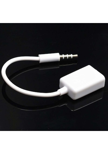 Sones 10 Adet Y-1502 14 Cm Araç Aux Ses Kablosu Usb Araç 3.5mm Adaptör Kablosu Beyaz
