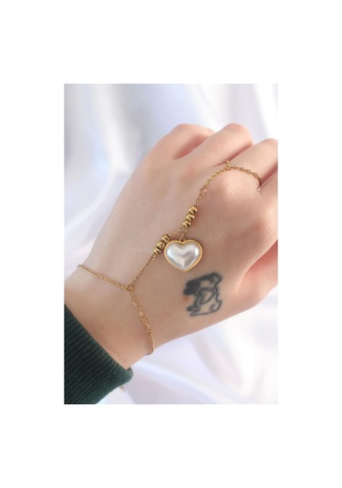 316l Çelik Gold Renk Beyaz Bubble Kalp Tasarımlı Şahmeran - Tj-sn576 Çok Renkli