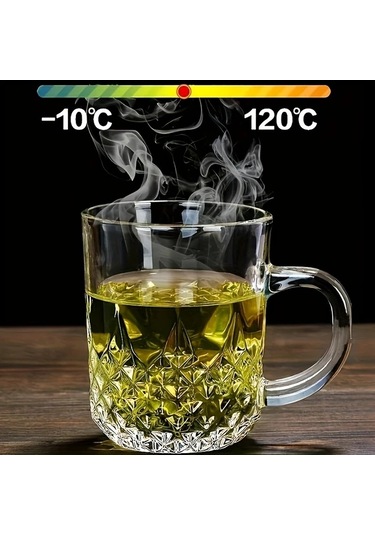 Willowhaven 4lü Elmas Desenli Saplı Bardak Sıcak Soğuk İçecekler İçin Multifonksiyonel