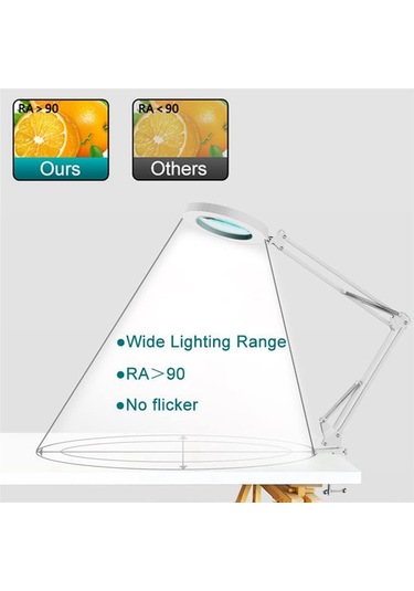 Xurunkeji Büyüteç Lambası Metal Salıncak Kol Büyüteç Lambası - 10 Seviye Parlaklık, 3 Renk Modu, 10x Büyütme, 4 İnç Çaplı Lens