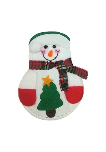 Ximistore9 Noel Masası Dekorasyonu: 6'lı Ağaç Ve Kardan Adam Desenli Bezi Bıçak Kaşık Kılıfı - Noel Atmosferi Katın