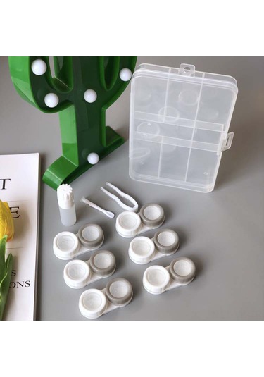 Vkemall 6 Çift Lens Kabı Seti - Çözüm Şişesi, Pens Ve Emme Çubuğu İle Seyahat Dostu