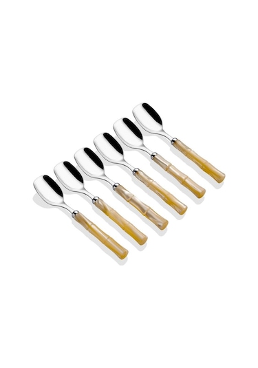 Rivadossi Bamboo 6 Kişilik Krem Rengi Dondurma Kaşığı Krem