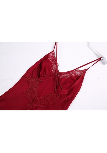 Sones 2'si 1 Arada Kadın Dantel İpek Askılı Gecelik + Hırka Gecelik Takımı Açık Gri