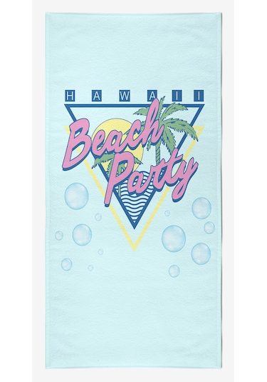 BEACH PARTY Dijital Baskılı 75x150 Cm Plaj Havlusu Açık Mavi