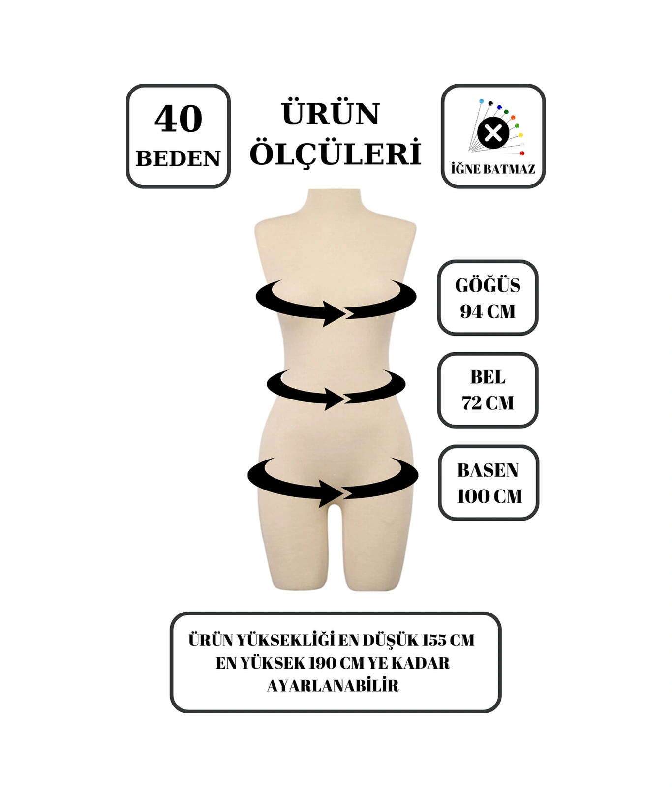 40 Beden Yüksek Kalite Tel Kafalı Ahşap Kollu Pantolon Giyebilen Terzi Mankeni 2008