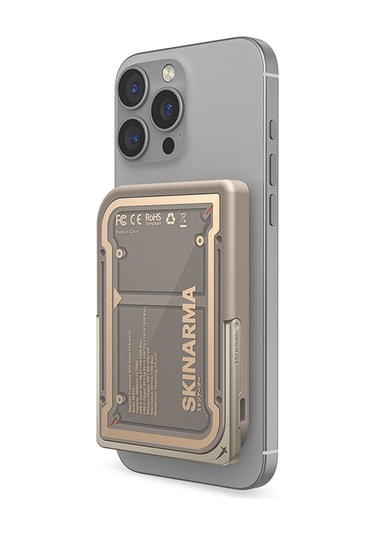 Skinarma Nexus Mecha Kablosuz Powerbank Ve Pd Hızlı Şarj Özellikli Metal Standlı 20w 5000mah Gold