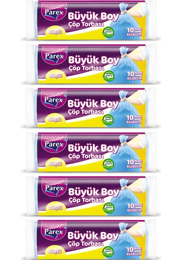 Güçlü Çöp Torbası Büyük Boy 10'lu 65 X 80 Cm 6 Paket