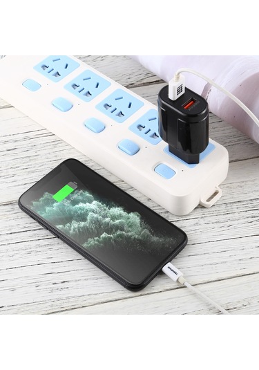 Lz-022 5v 2.4a Çift Usb Bağlantı Noktalı Seyahat Şarj Cihazı, Ab Fiş Siyah