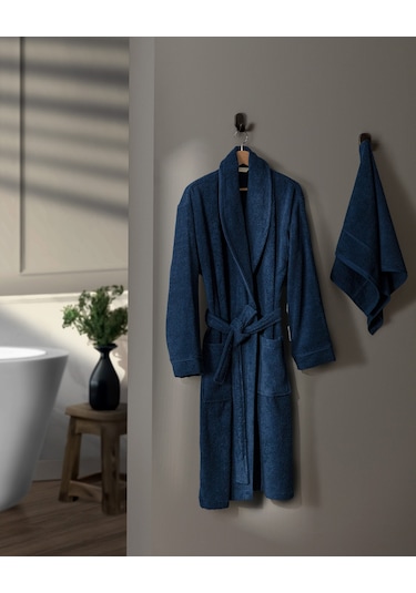 Avril Şalyaka Unisex Bornoz Set 8684427025680 Lacivert