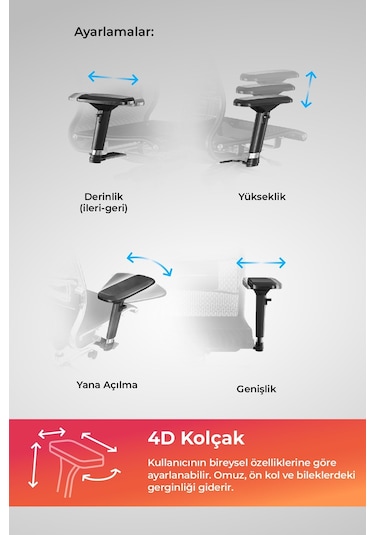 Metta Samurai Red Ergonomik Fileli Ve Deri Oyuncu / Ofis Koltuğu - 2e2.3.7.f Çok Renkli