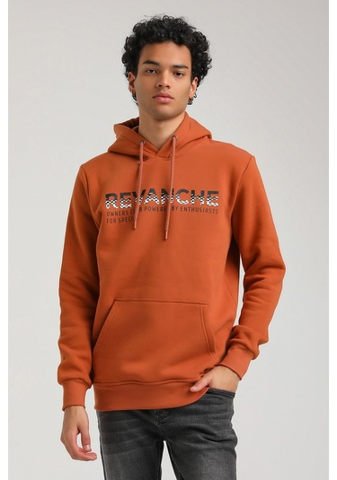 Kapüşonlu Kiremit Slim Fit Hoodie 23fwm64062-kıremıt Kiremit