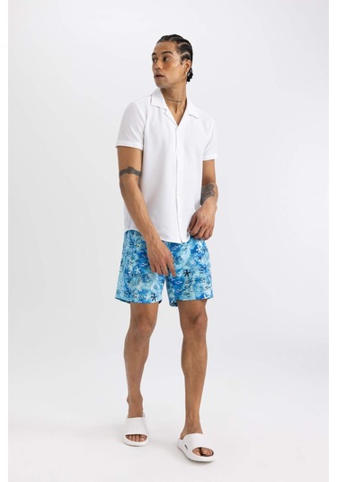 Defacto Regular Fit Desenli File Astarlı Kısa Boy Deniz Şortu B7631AX24HSTR111