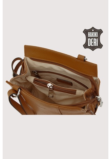 Hakiki Deri Kadın Deri Omuz Çantası Taba Smr562 Taba