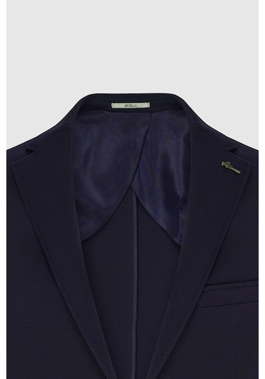 Ac&Co / Altınyıldız Classics Erkek Lacı Slim Fit Dar Kesim Mono Yaka Casual Ceket Lacı Lacivert