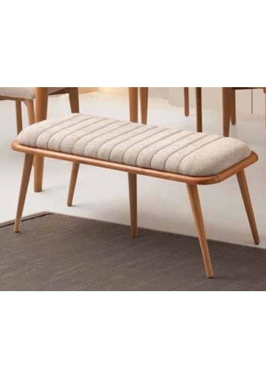 Bench Puf Ahşap Retro Ayaklı Babyface Kumaş 40x105cm