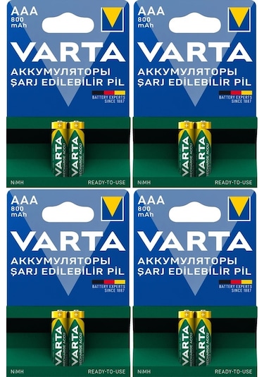 8 Adet Varta Ready To Use 800Mah Ni-Mh Aaa Şarjlı İnce Pil
