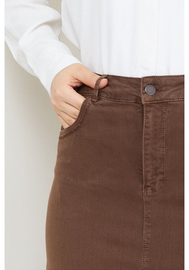 Ara Boy Likralı Gabardin Etek Kahverengi