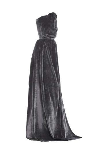 Hangfox Çocuklar İçin Gri Kaliteli Kadife Palto, Korkunç Halloween Kostümü, Kapüşonlu Mantar, Unisex Parti Ve Rol Oynama Eşyası L 110cm