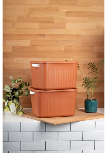 Finehome Boxy 2'li Çok Amaçlı Kutu 15lt Kiremit