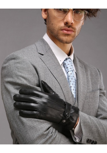 Erkek Suni Deri Eldiven Dokunmatik Ekran Uyumlu 2104 001