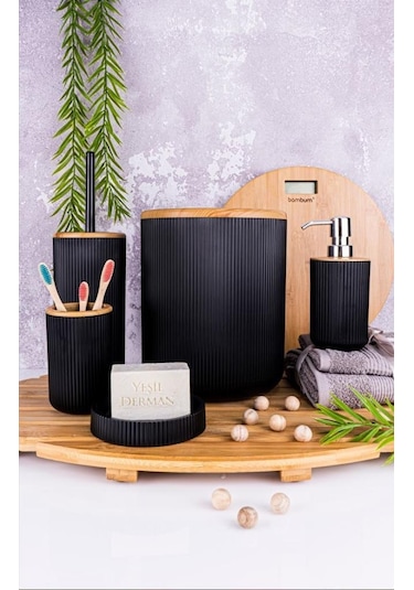 Bambum Lena - Banyo Seti Siyah 5 Parça Siyah