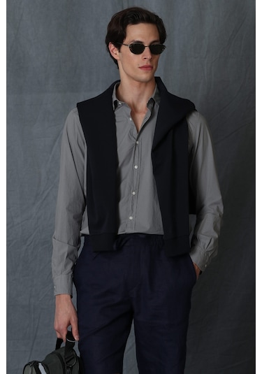 Lufian Makro Erkek Smart Gömlek Comfort Slim Fit Nefti Yeşil