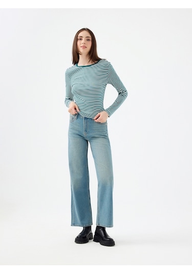 Slim Fit Kadın Tshirt U.kol Yeşil