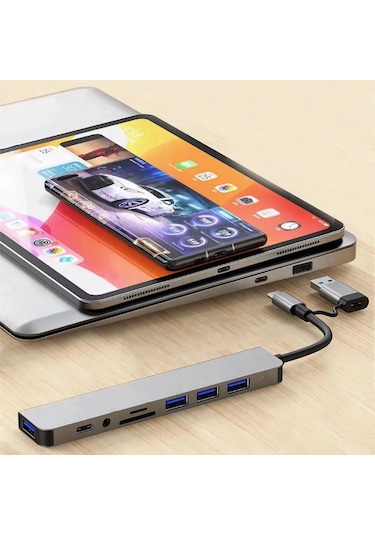 8 İn 1 Usb Çevirici Notebook Macbook Type-c Uyumlu Görüntü Aktarıcı Hub 5399