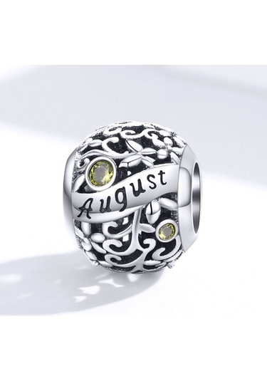 S925 Ayar Gümüş 12 Doğum Taşı Dıy Bilezik Kolye Aksesuarları, Stil: Ağustos Çok Renkli