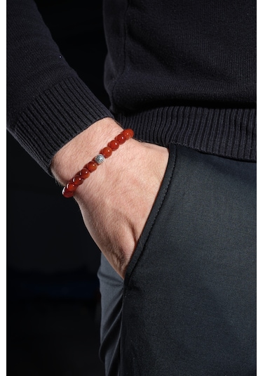 Ssilhoutte Doğaltaş Sertifikalı Akik Doğal Taş Nazar Bilekliği Gümüş Aparatlı Kadın Ve Erkek Doğal Taşlı Bileklik Çok Renkli