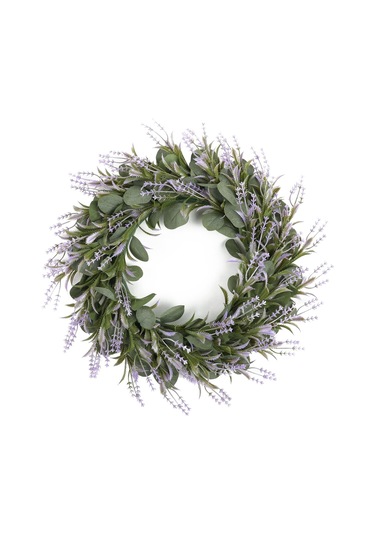 Suntek 22 İnç Lavanta Çelenk Yeşil Yapraklar Garland Mor