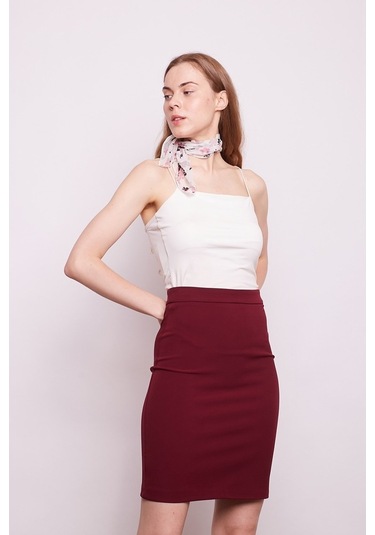 Jument Kadın Yüksek Bel Diz Üstü Likralı Pamuklu Kalem Etek