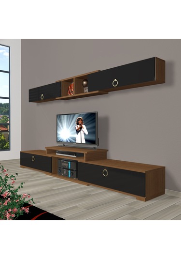 Decoraktiv Flex 5 Mdf Gold Tv Ünitesi Tv Sehpası Ceviz - Siyah