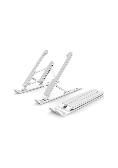 Fosenze Laptop Ve Tablet İçin Çevirilebilir Alçı, 7 Seviye Yükseklik Ayarı, Soğutucu Delikli Tasarım, 16 İnç Altı Cihazlar İçin Beyaz Abs Standı