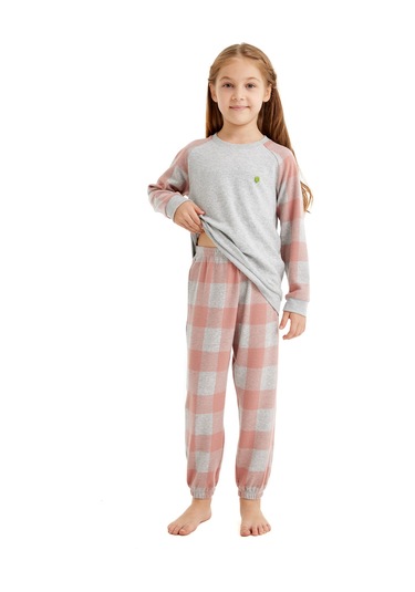 Kız Çocuk Pijama Takımı 60516 - Gri Melanj