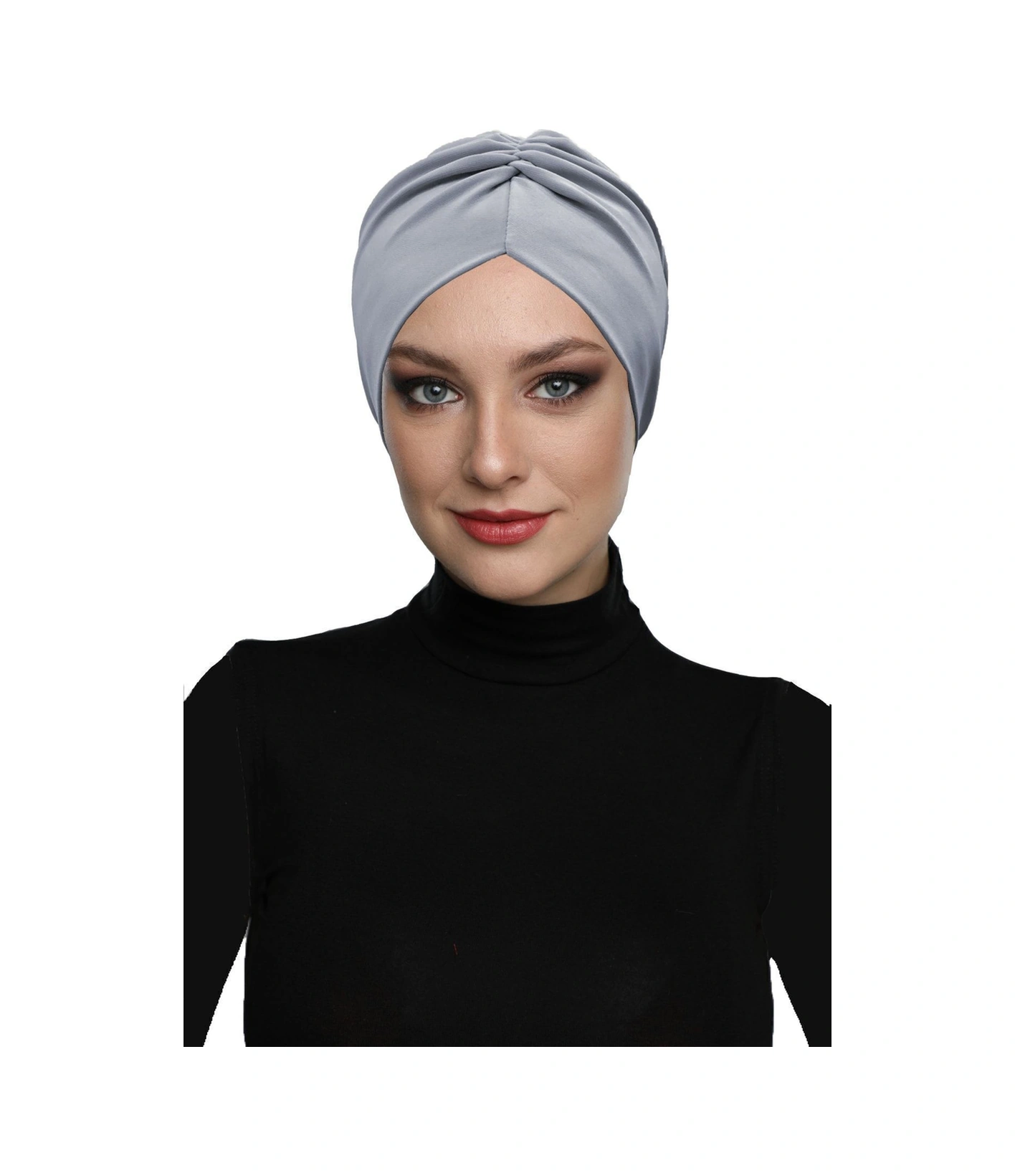 Büzme Çift Taraflı Açık Gri Hazır Türban Tesettür Havuz Bonesi Açık Gri