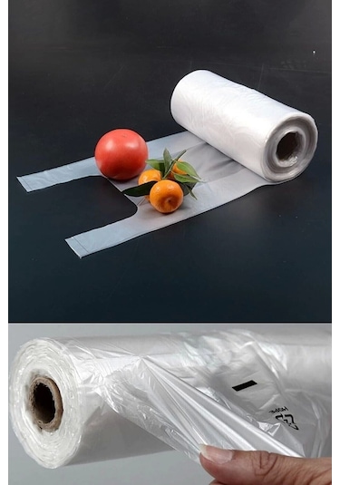 1000 Adet Rulo Market Manav Poşeti Orta Boy Meyve Sebze Bakkaliye Poşeti Şeffaf Rulo Poşet