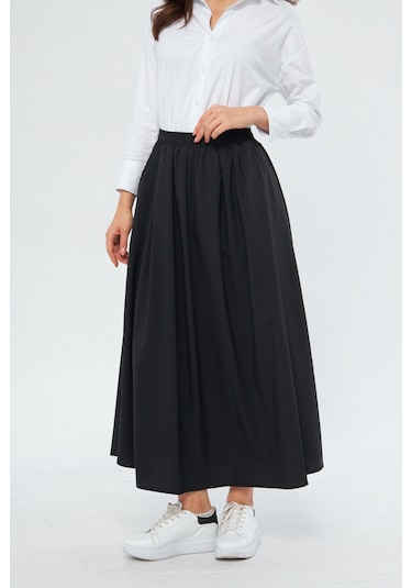 Volanlı Uzun 94cm Etek 1170 Siyah